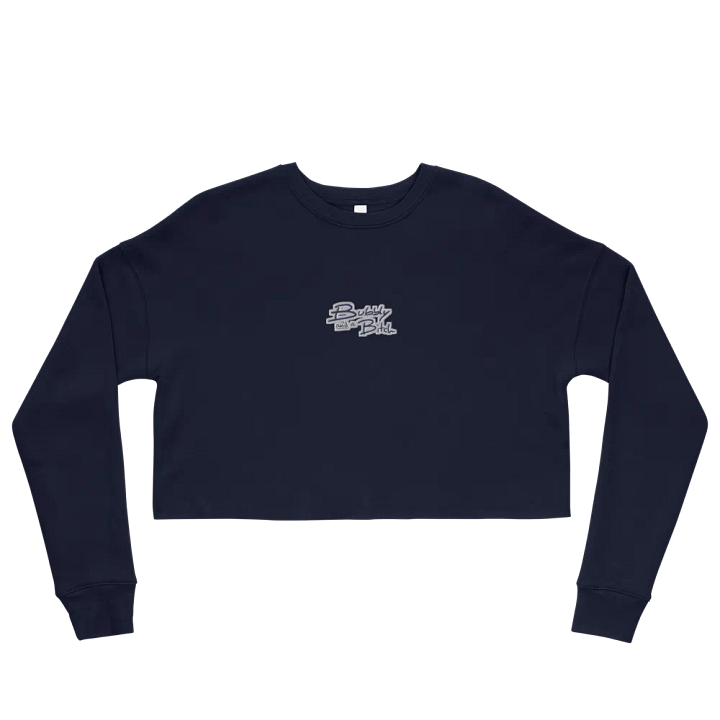 Bubbly and a B*tch (navy & white thread) embroidered fleece crop crew product image (2)