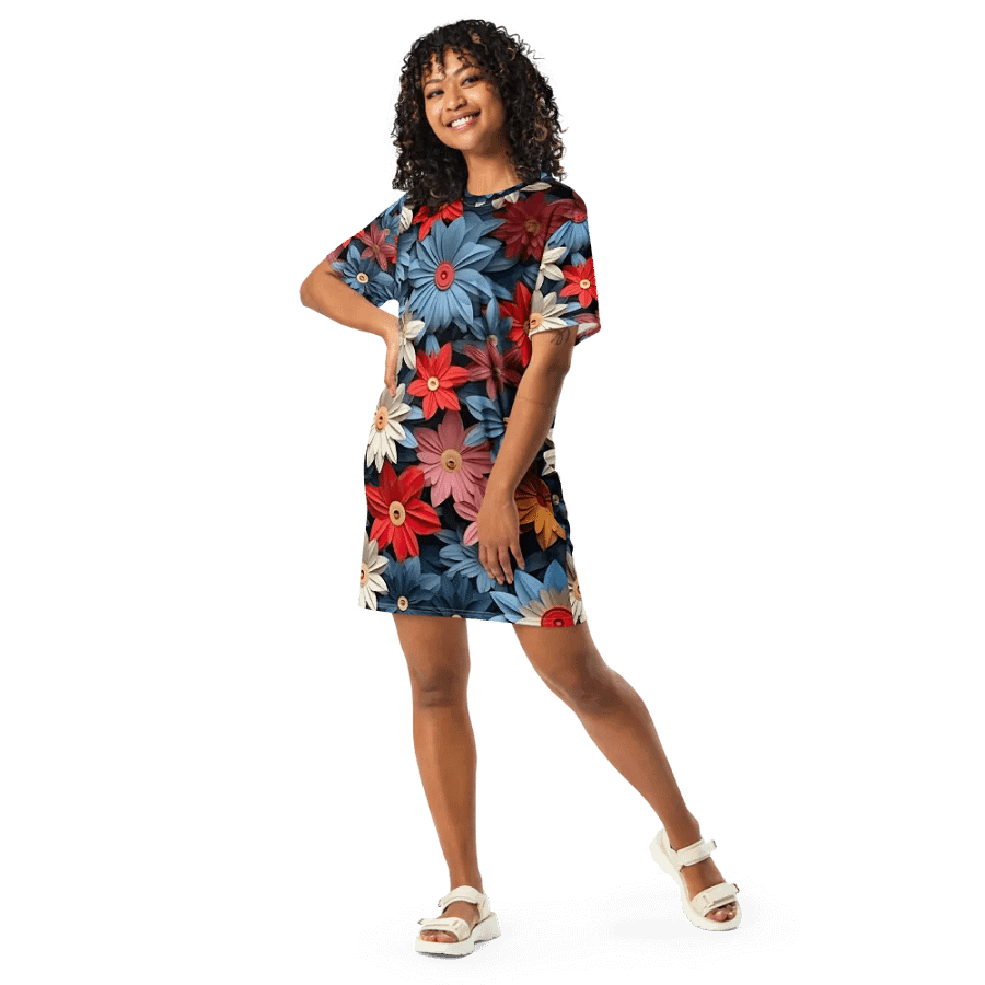 3D-Ditsy-Flowers-Seamless-Patterns T-shirt Dress - V6 product image (7)