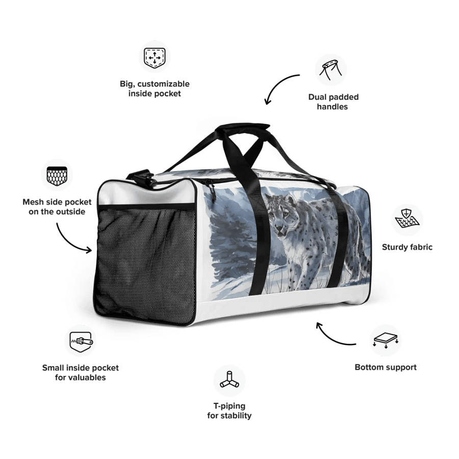 Snow Leopard Stalker Duffle Bag product image (7)