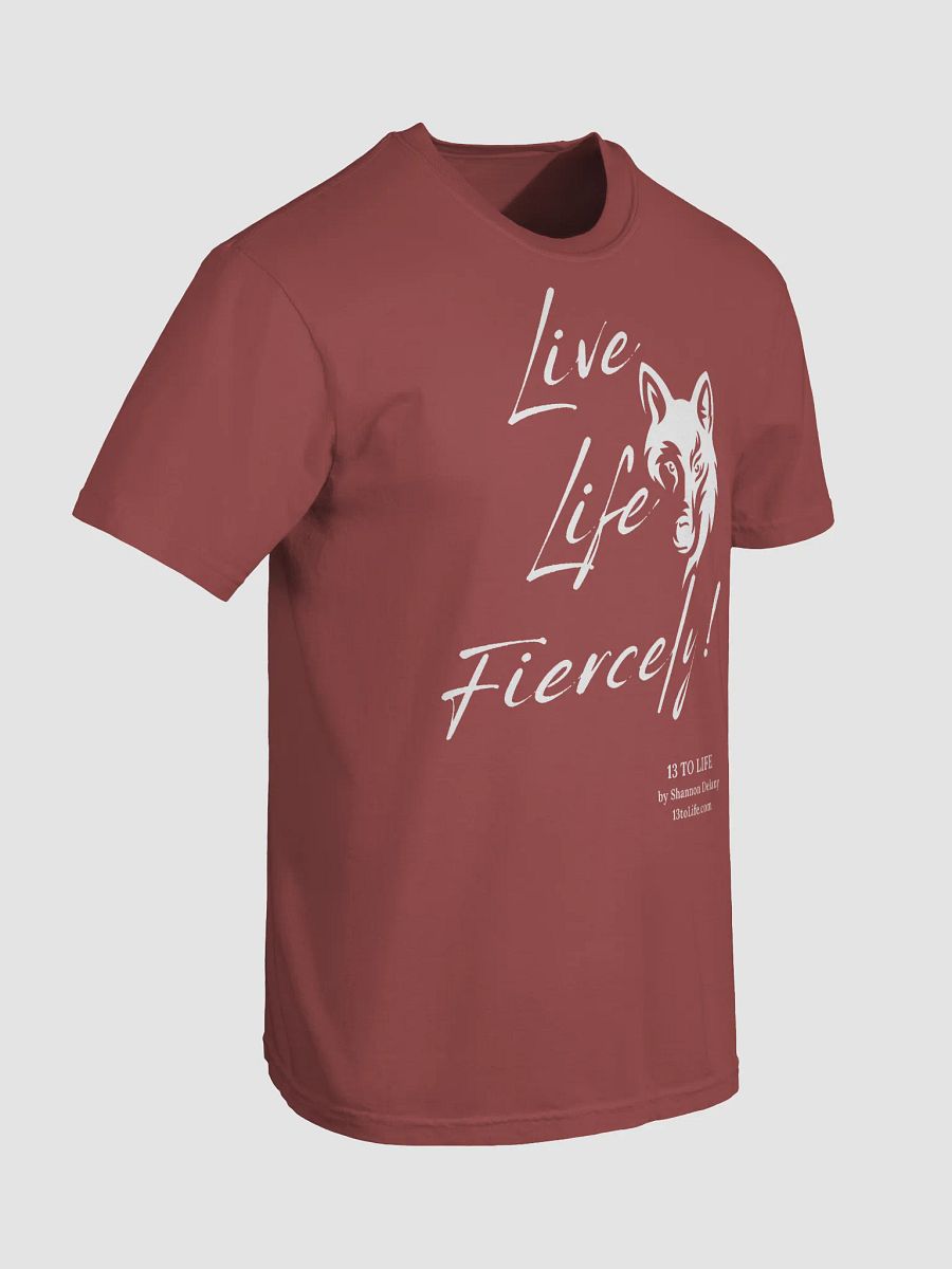 Live Life Fiercely – 13 TO LIFE Wolf T-shirt – White Print on Color product image (88)
