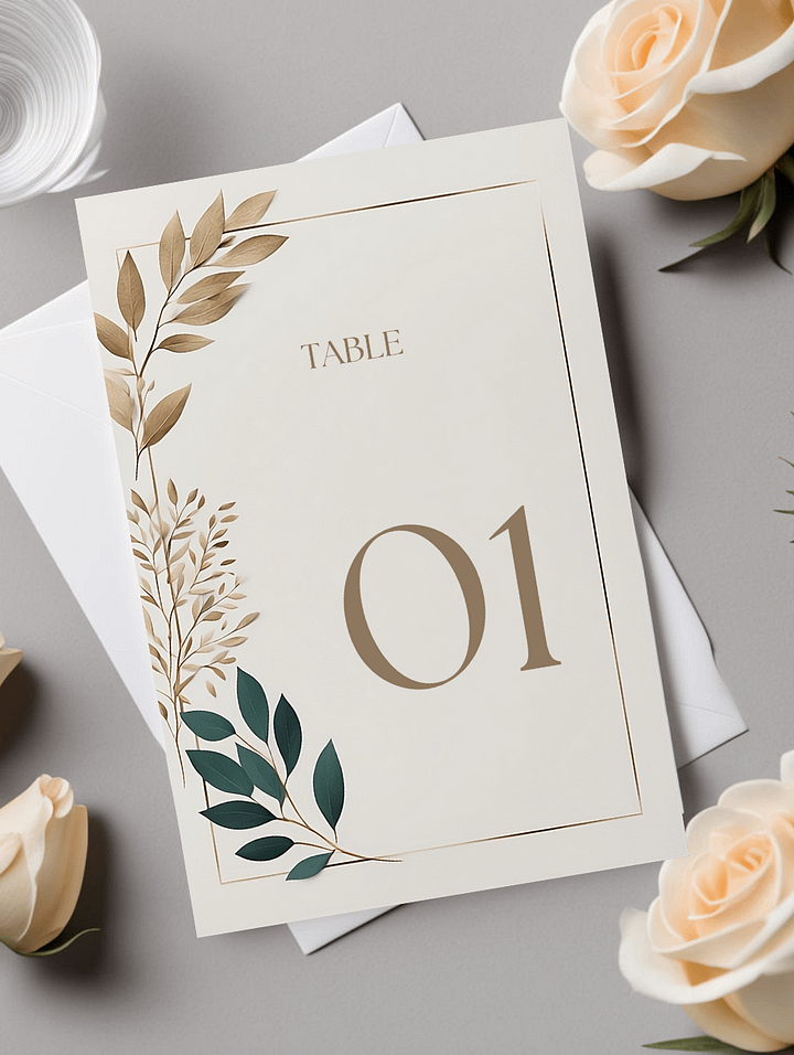 Floral Table Number Card - Dizynai (DTN-04) product image (1)