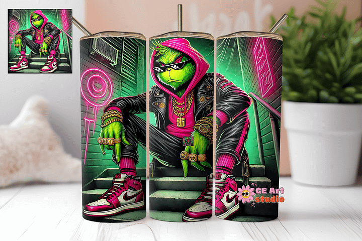 Grinch Tumbler Wrap PNG product image (1)