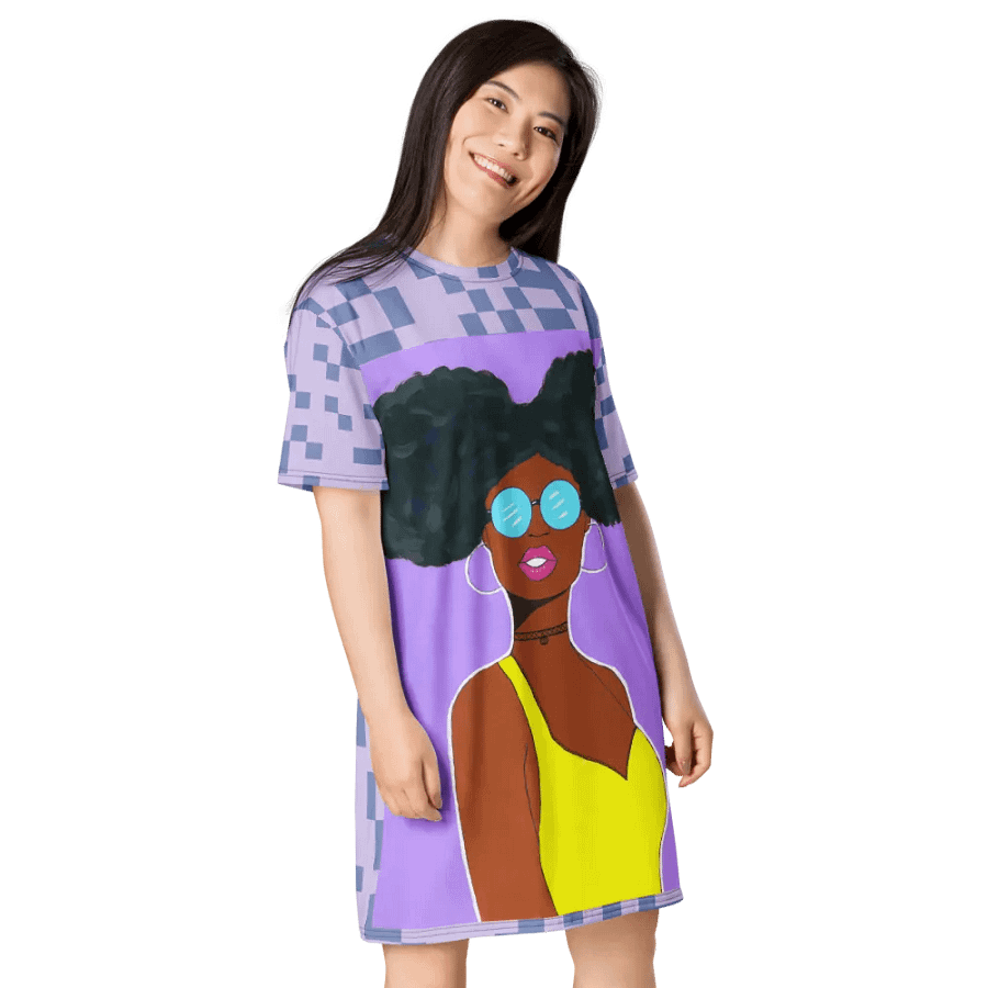 Afro American girl - (acrylic painting picture) - art by Dina R. - T-Shirt Dress product image (4)