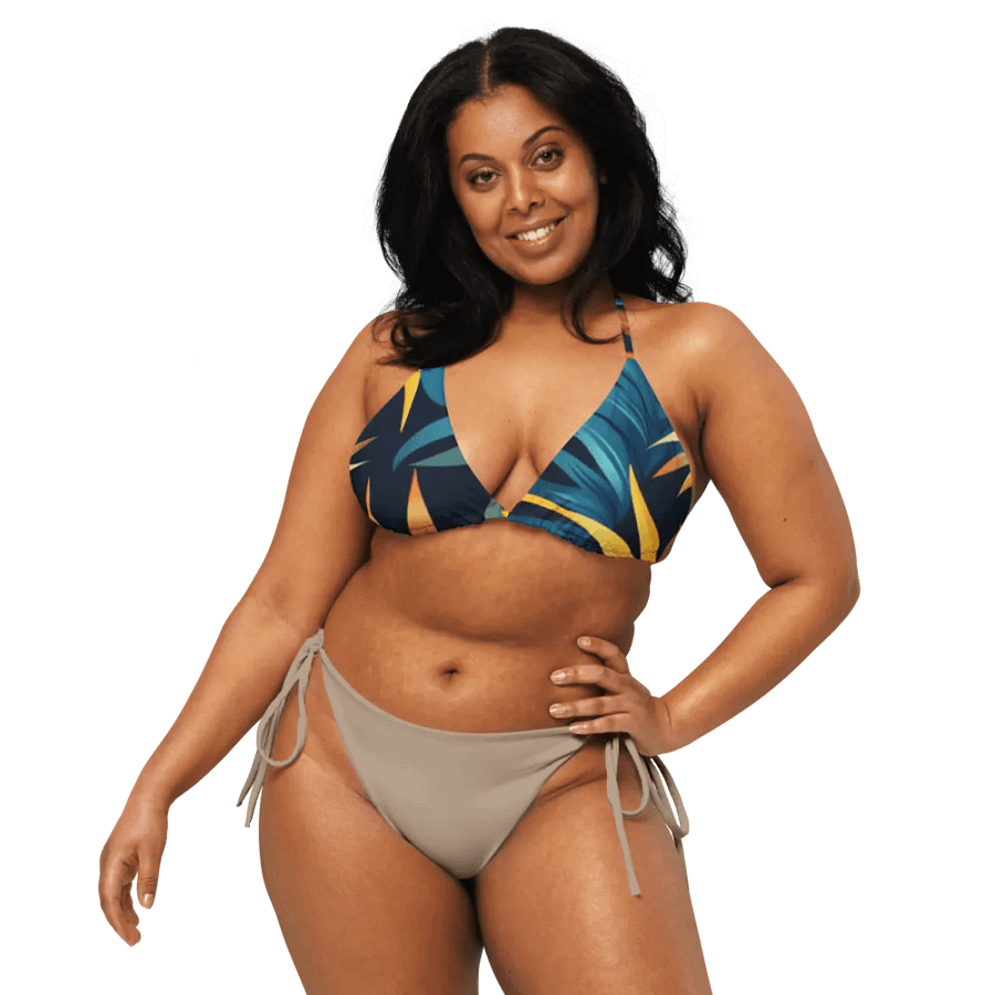 Tropical Flow Swim All-Over Print Recycled Padded String Bikini Top. product image (1)