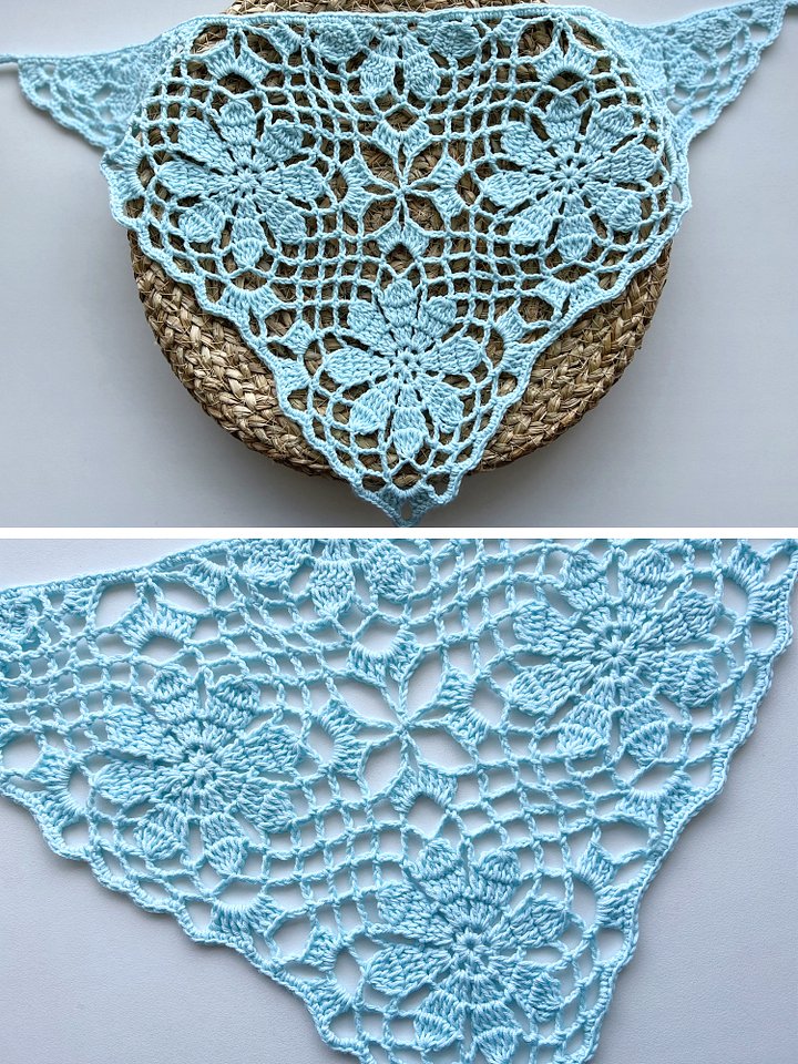 Crochet Pattern: Lacy Bandana with Flower Squares product image (2)