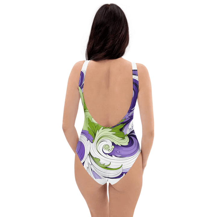 Swirling Green and Purple One-Piece Swimsuit product image (2)