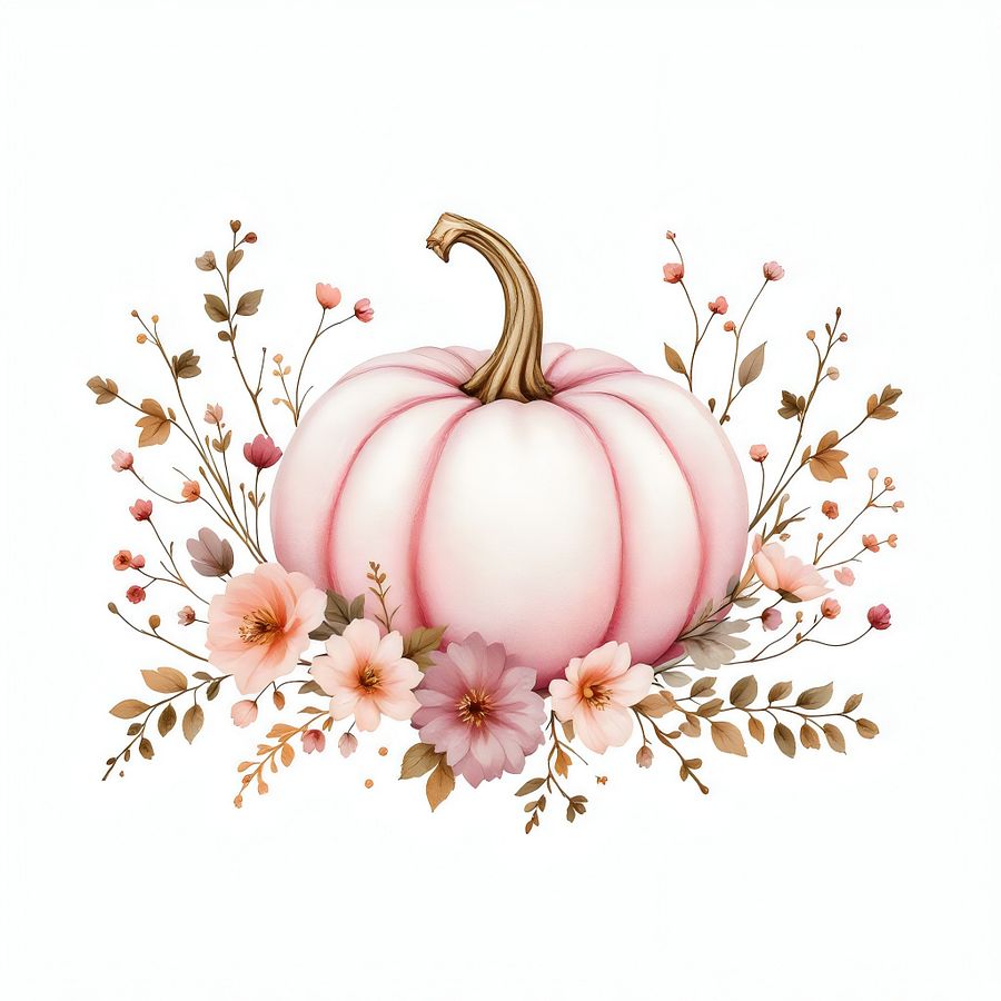 Free 20 Pink Floral Pumpkin Digital Clipart - Charming Designs for Creative Projects and Decor product image (8)