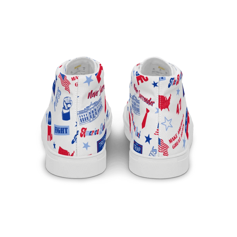 Trump 2024 Republican Patriot Make America Great Again White Pattern High Top Canvas Shoes for men product image (5)