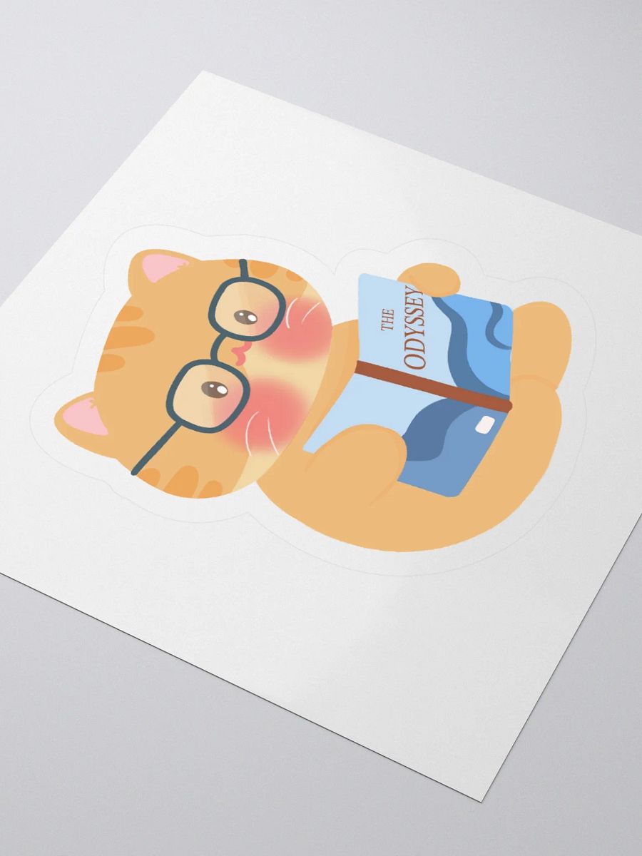Intellectual Cat Reading The Odyssey Vinyl Sticker product image (3)