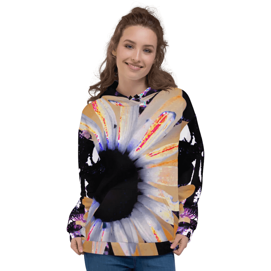 Abstract Neon Daises All Over Print Pull On Hoodie product image (3)