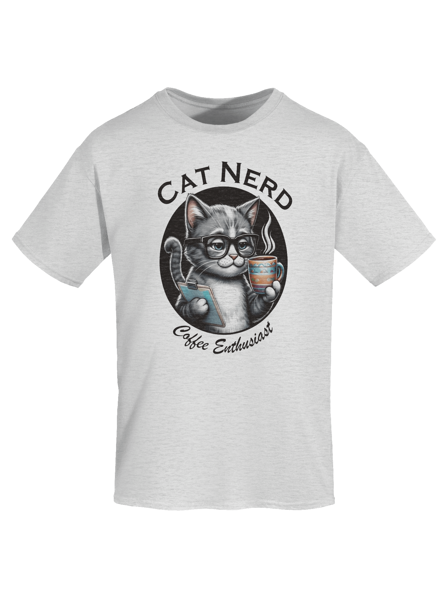 Cat Nerd Coffee Enthusiast Light Version Unisex Heavyweight Graphic T-shirt product image (1)