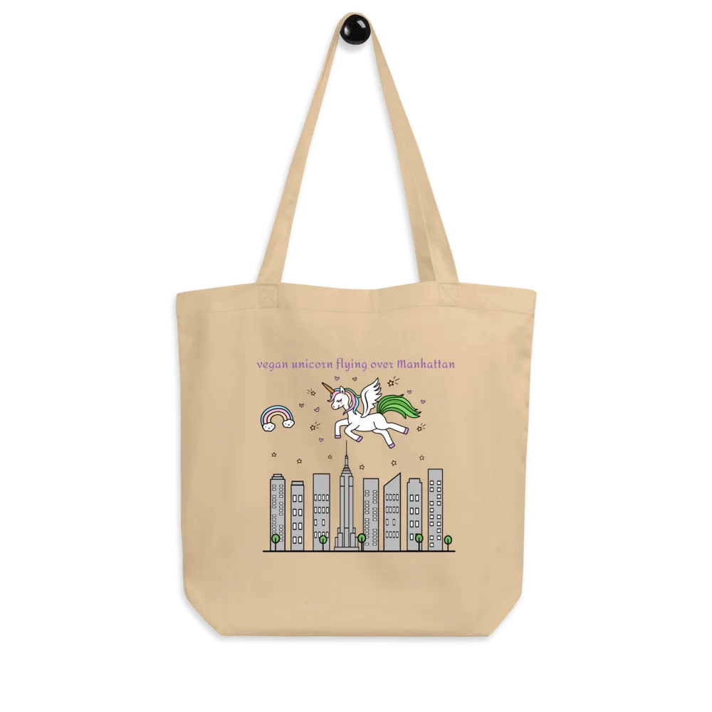 Vegan Unicorn Flying Over Manhattan - Organic Tote Bag product image (1)