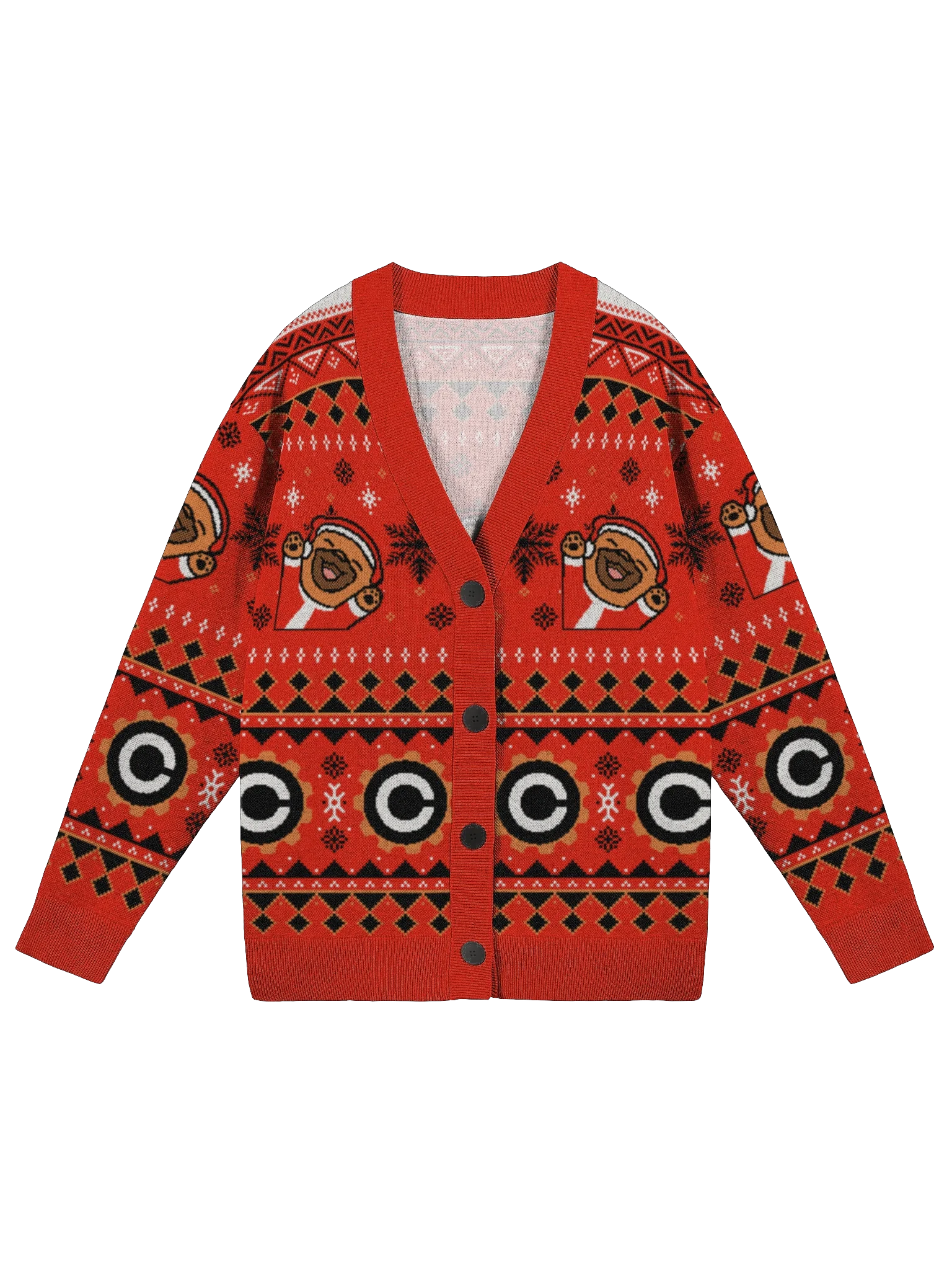 Knitted Cardigan Without Pocket [Red] product image (1)