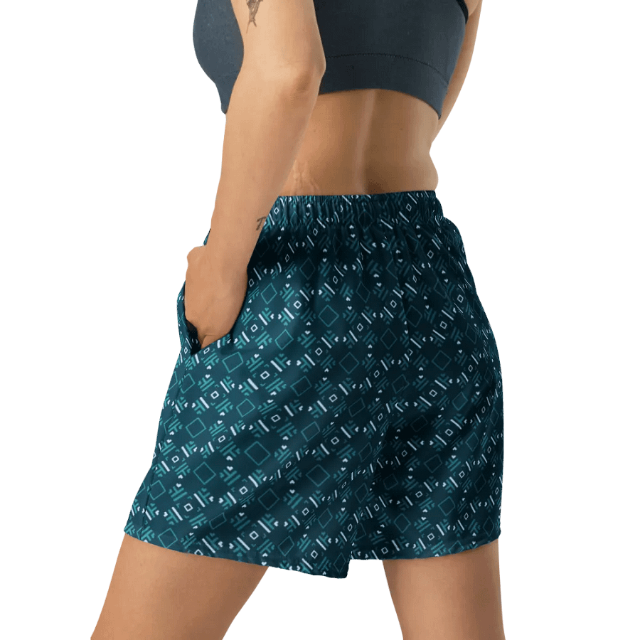Facet Fantastic Blue Geometric All Over Print Unisex Athletic Long Shorts product image (5)
