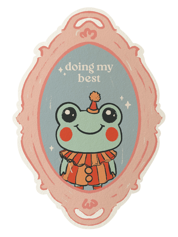 'Doing My Best' Clown Frog Sticker product image (2)