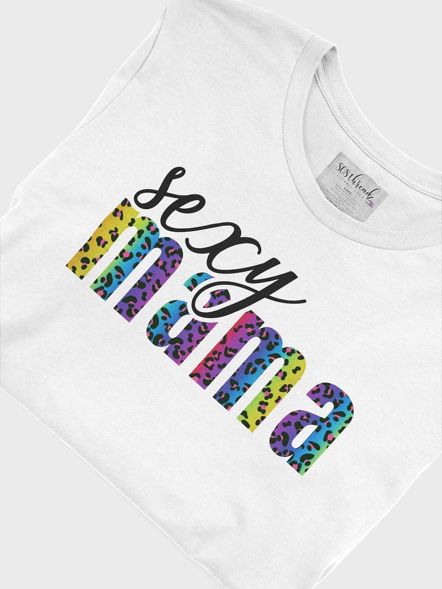 Sexy Mama T-Shirt; Black with Bright Rainbow Leopard Pattern product image (1)