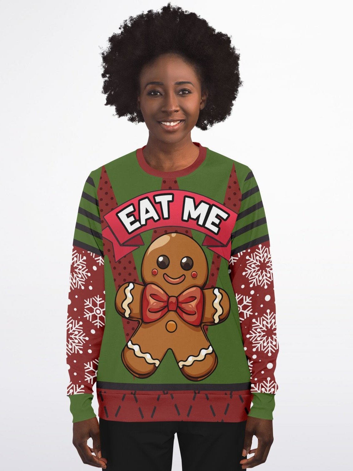 "Eat Me" Gingerbread Man Christmas Sweater | Funny Flirty Holiday Sweatshirt | Humorous Christmas Party Winter Outfit product image (5)