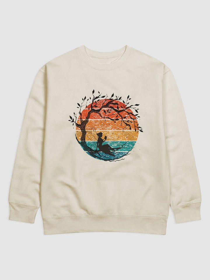 Fairy Reading A Book Under A Retro Sunset Sweatshirt product image (6)