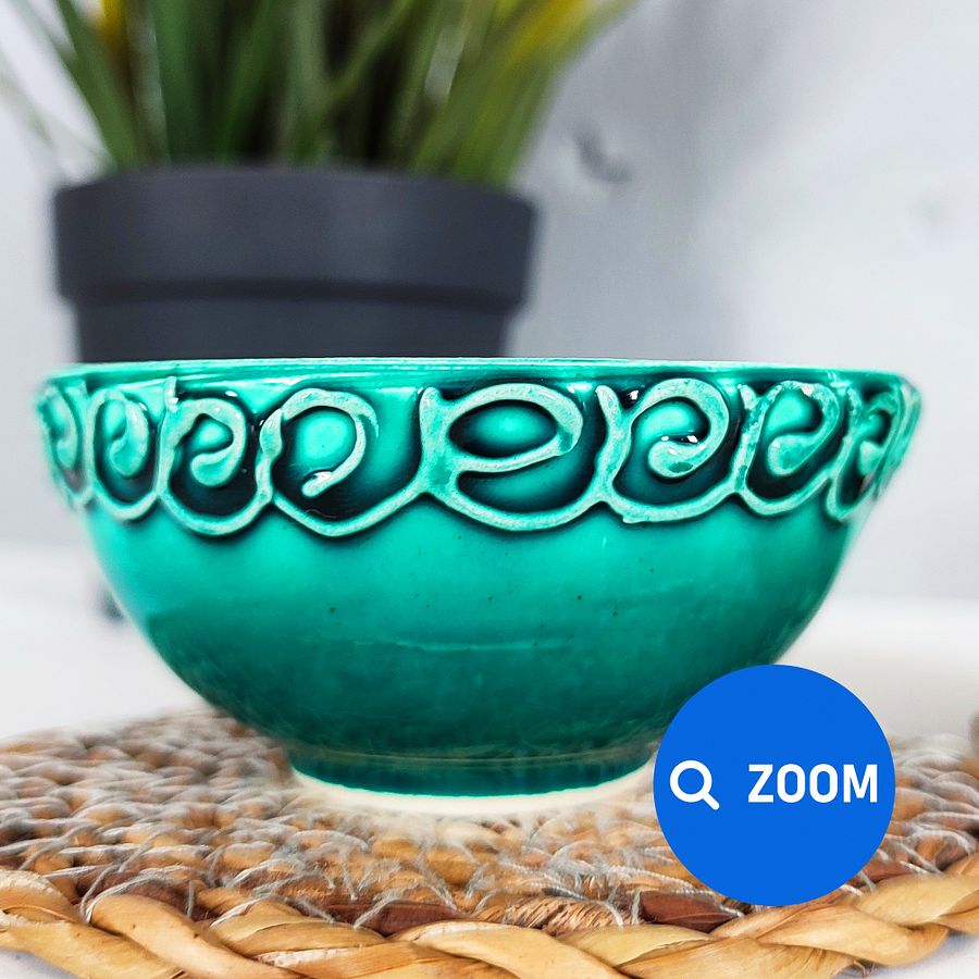 Ceramic snack bowl (8 cm), turquoise/green/emerald — handmade pottery product image (7)