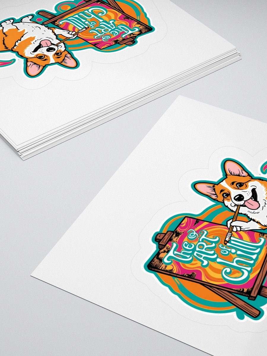 Chill Corgi Art Kiss Cut Stickers product image (11)