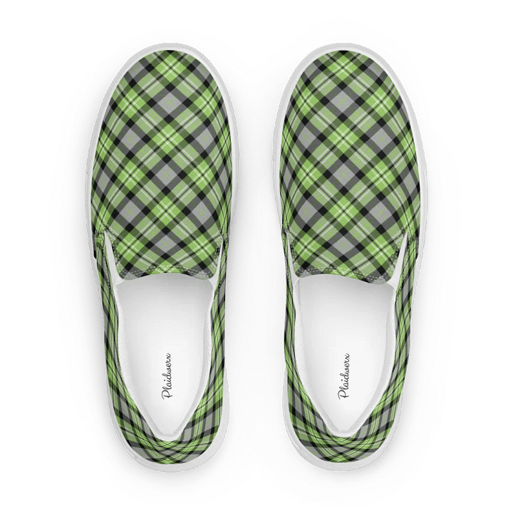 Light Green and Gray Plaid Women's Slip-On Shoes product image (1)