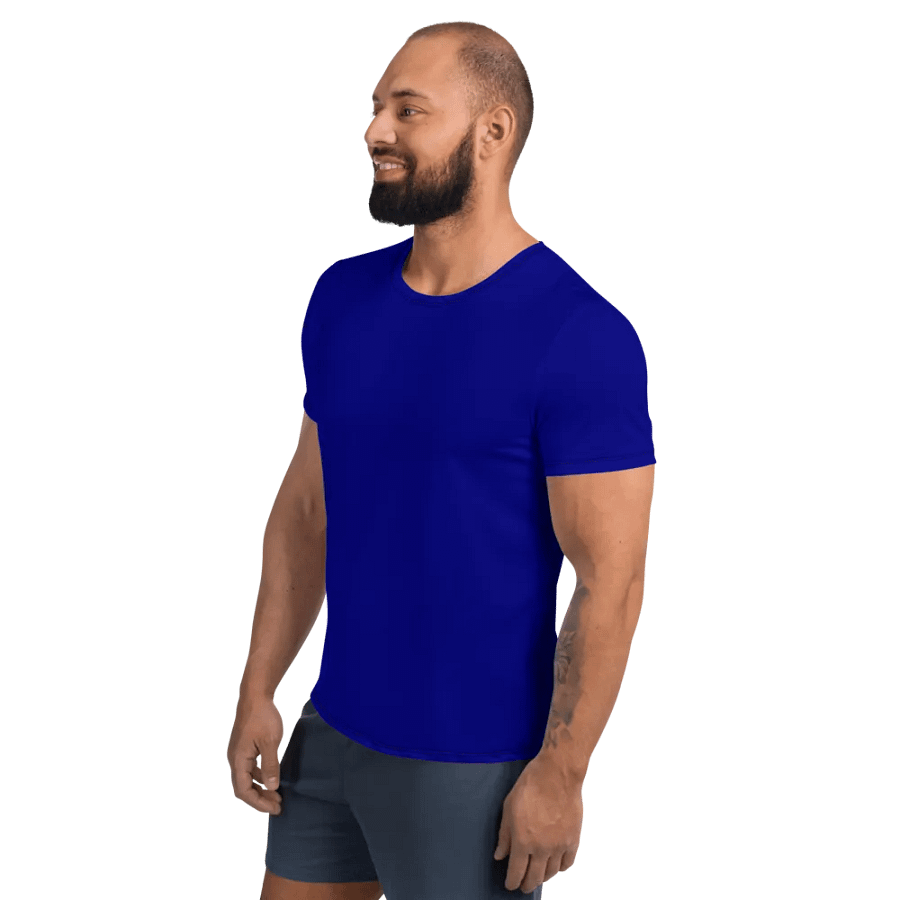 Plain Color Navy Blue Athletic T-Shirt product image (3)
