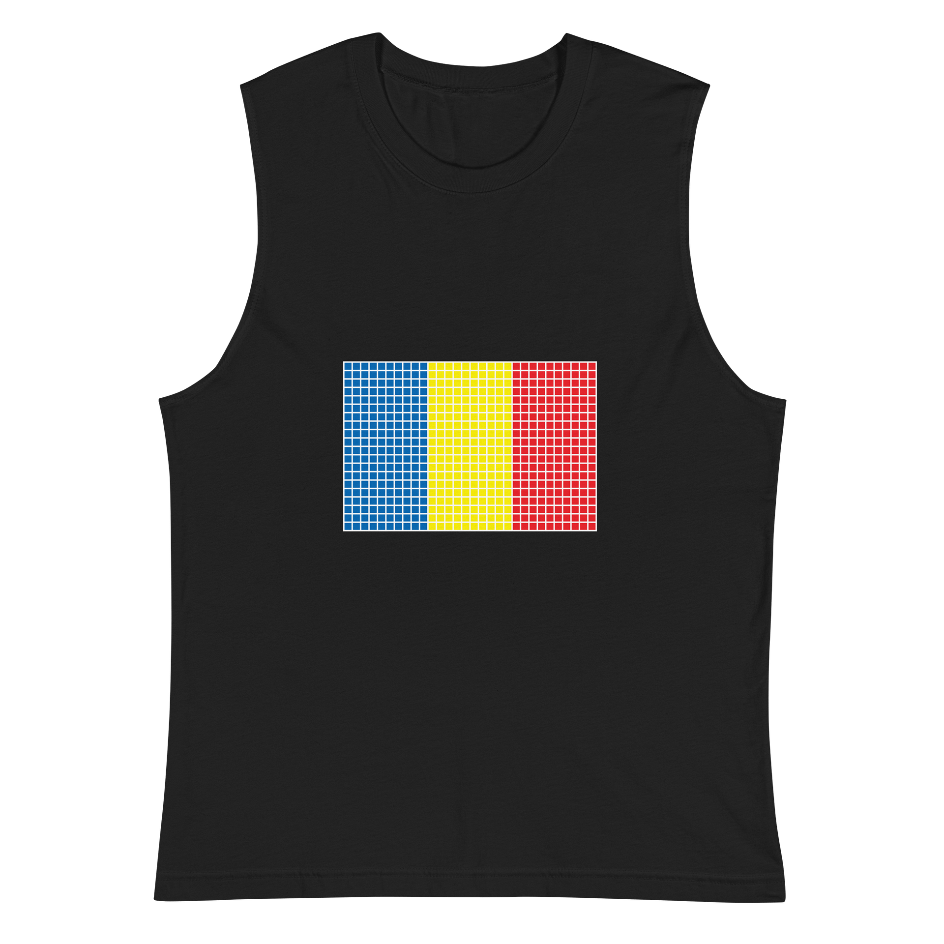 Pixelated flag of Romania Muscle Tank product image (3)