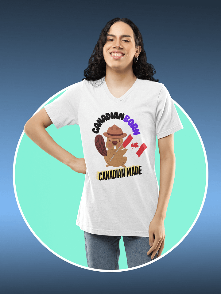 Cheerful Canadian Beaver V-Neck Tee product image (10)