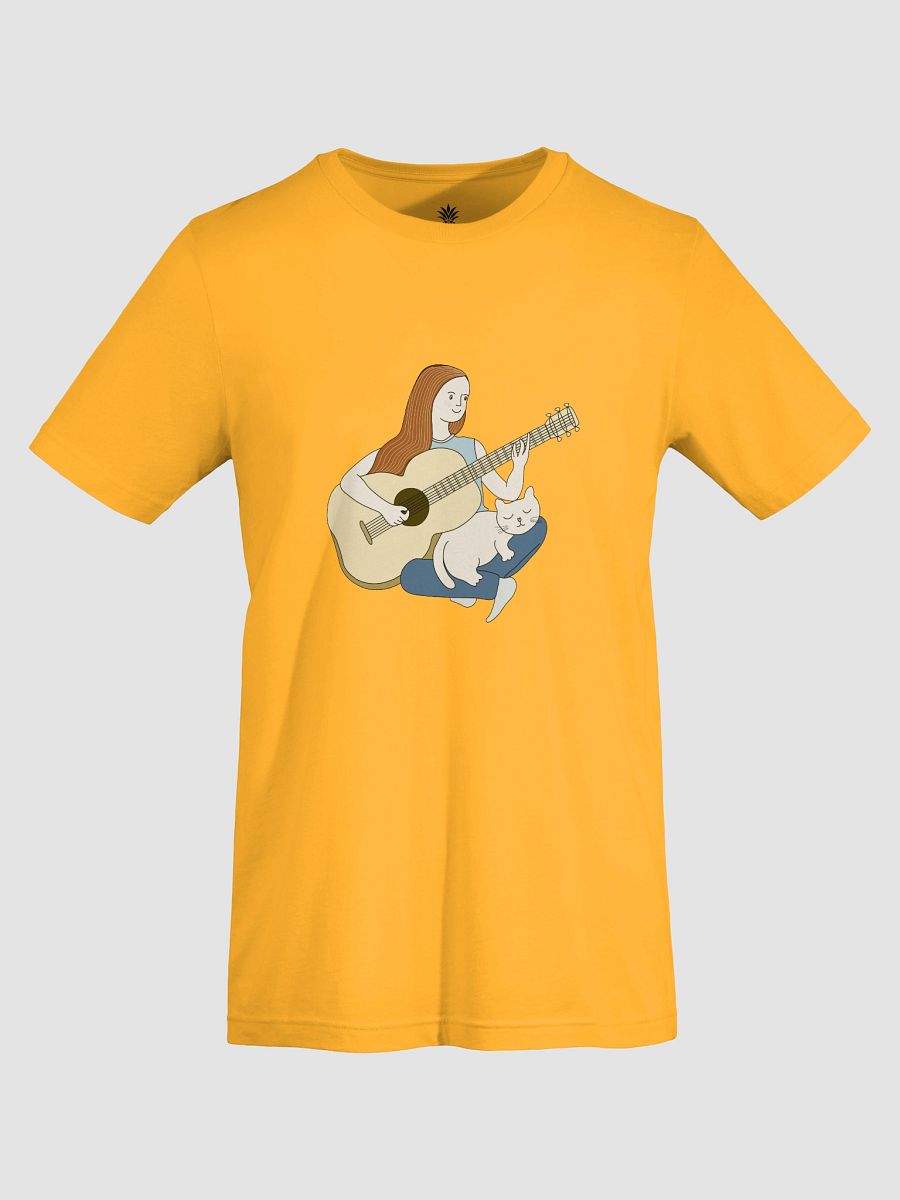 Woman Playing Acoustic Guitar and Her Cat Unisex T-Shirt product image (69)