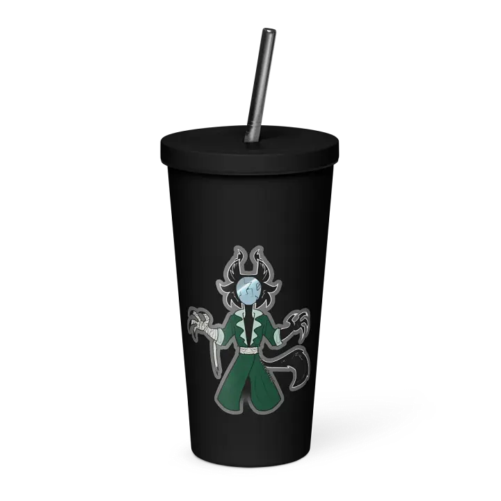 "Mirror-faced" tumbler with straw product image (1)