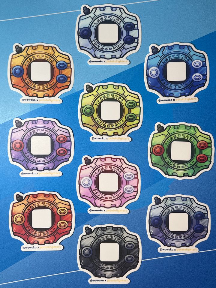 WoWoKo x Potato Fighters - Digimon Digivice full set - Stickers product image (1)