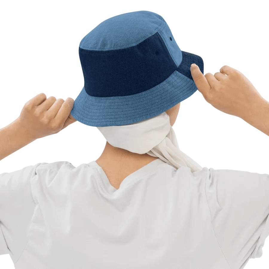 Capstone Denim Bucket Hat - TDS Embroidered High Profile Hat in Black and Blue product image (12)