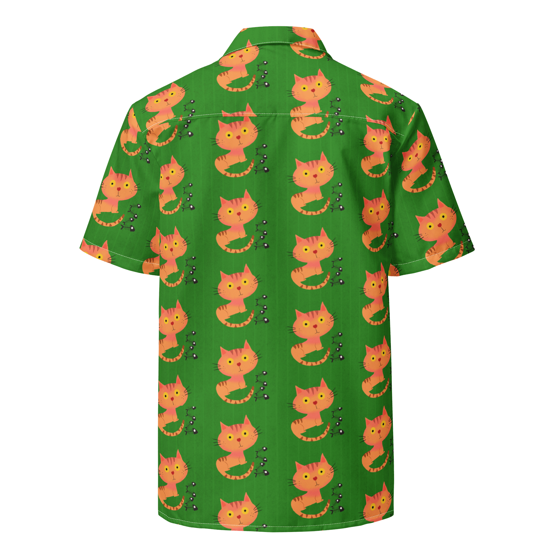 Feasting Ginger Kitty Button-Down Hawaiian Shirt - Spring Green product image (2)