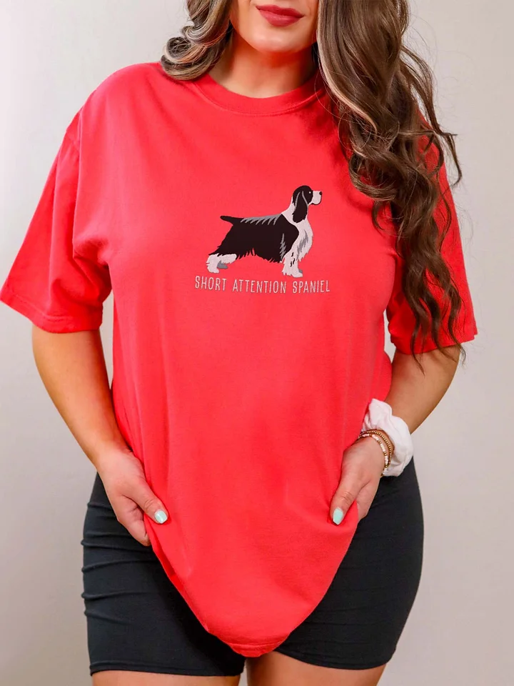 Short Attention Spaniel T-Shirt(Embroidered) of a Springer Spaniel(Black & White, Show Type) product image (2)