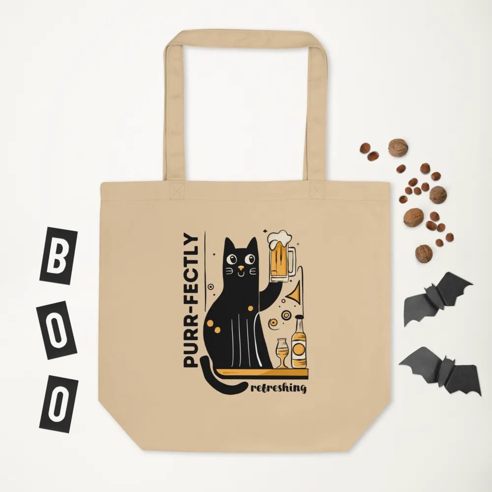 Purr-fectly Refreshing - Cat Holding a Beer, Hand-drawn Eco-Friendly Tote Bag product image (6)