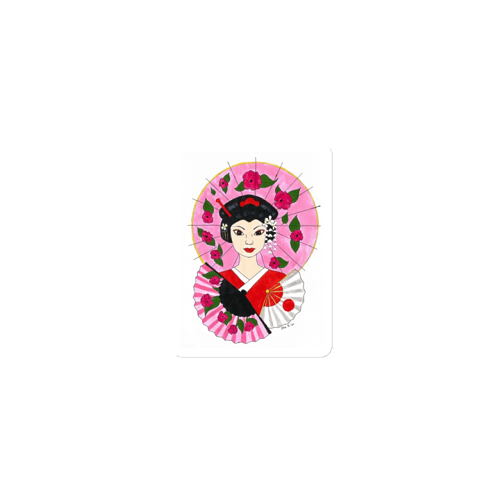 Japanese Geisha (art by Dina R.) acrylic painting picture - Die-Cut Magnets product image (1)