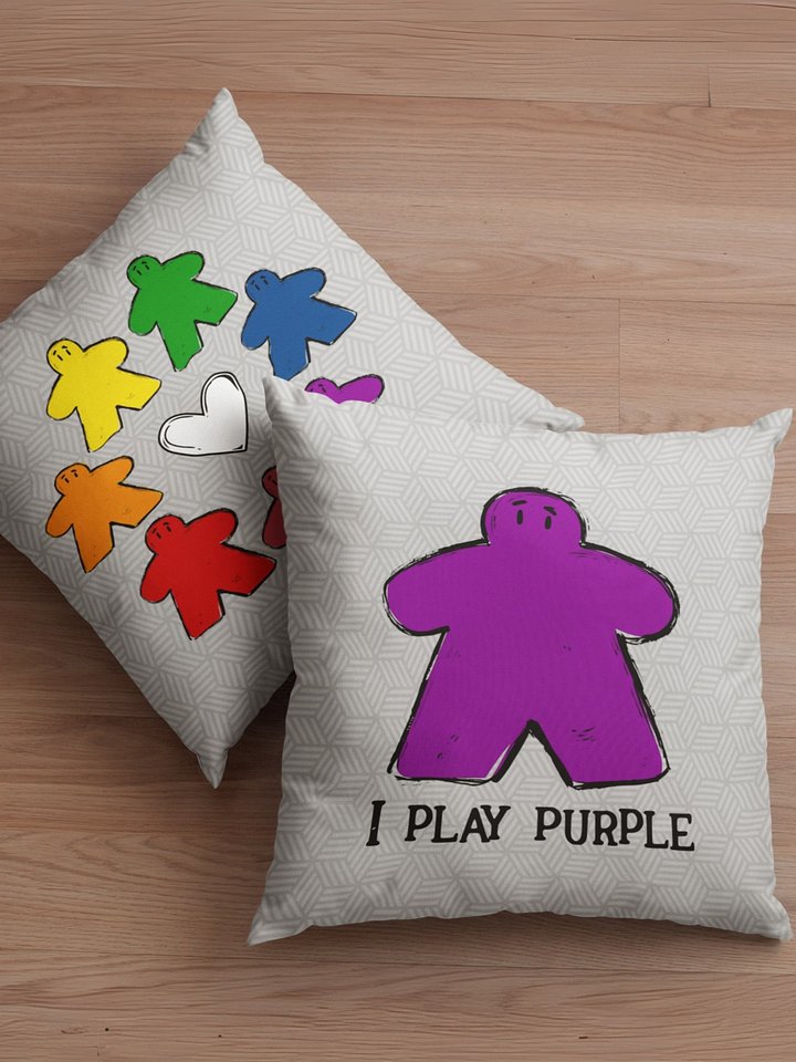 I Play Purple Meeple Rainbow Pillow product image (1)