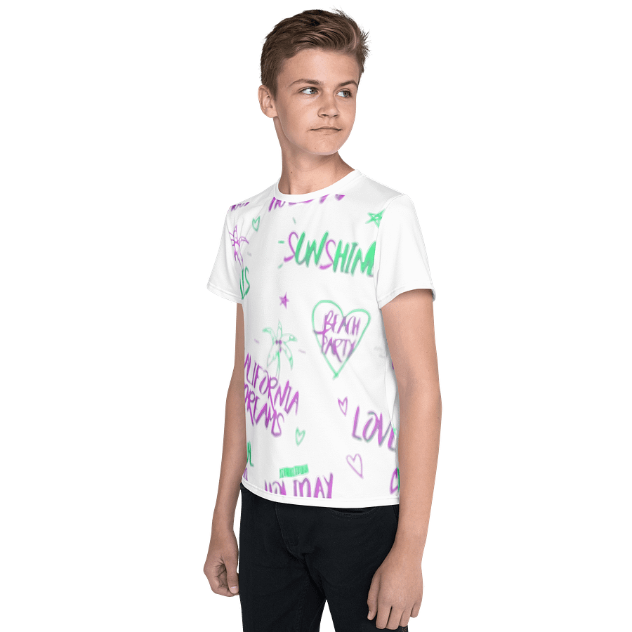 Kids Youth Crew Neck T-Shirt Summer Letter All-Over Print product image (2)