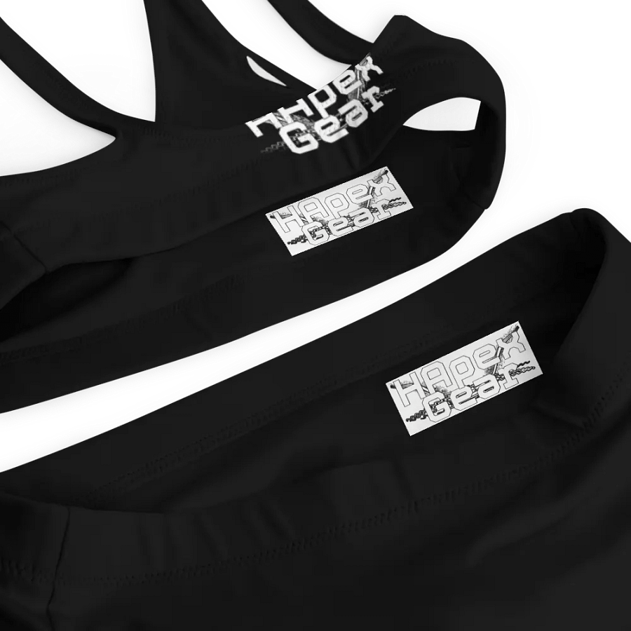 White HApex Gear White Logo Cancer Awareness Orange Ribbon. Black Recycled High Waisted Bikini product image (12)