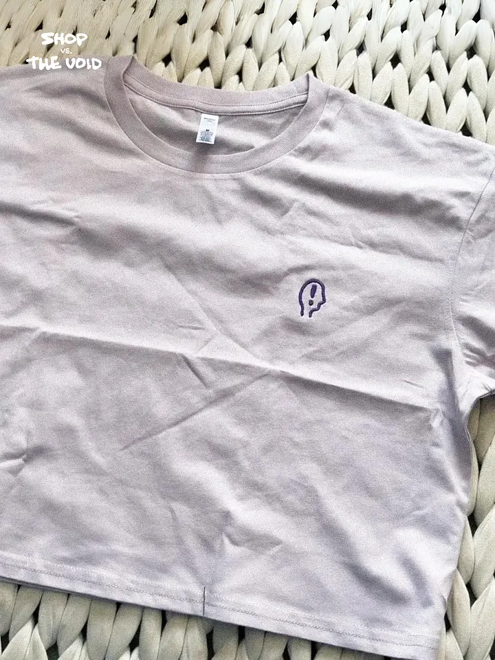 EXCLAIMING MENTALLY (L.C., purple) embroidered cotton crop top product image (2)