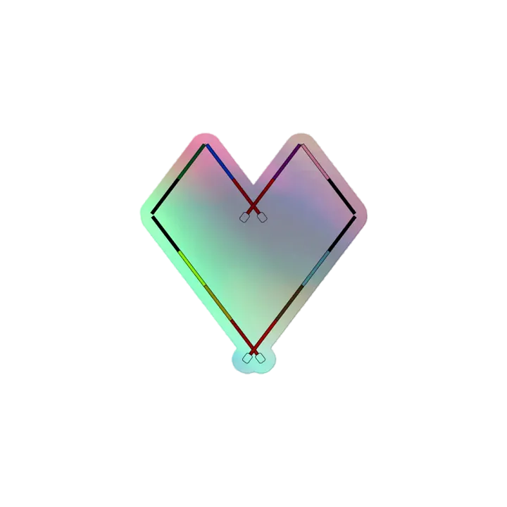 Love & Vision Spectrum Rainbow Cane Heart Holographic Sticker product image (1)