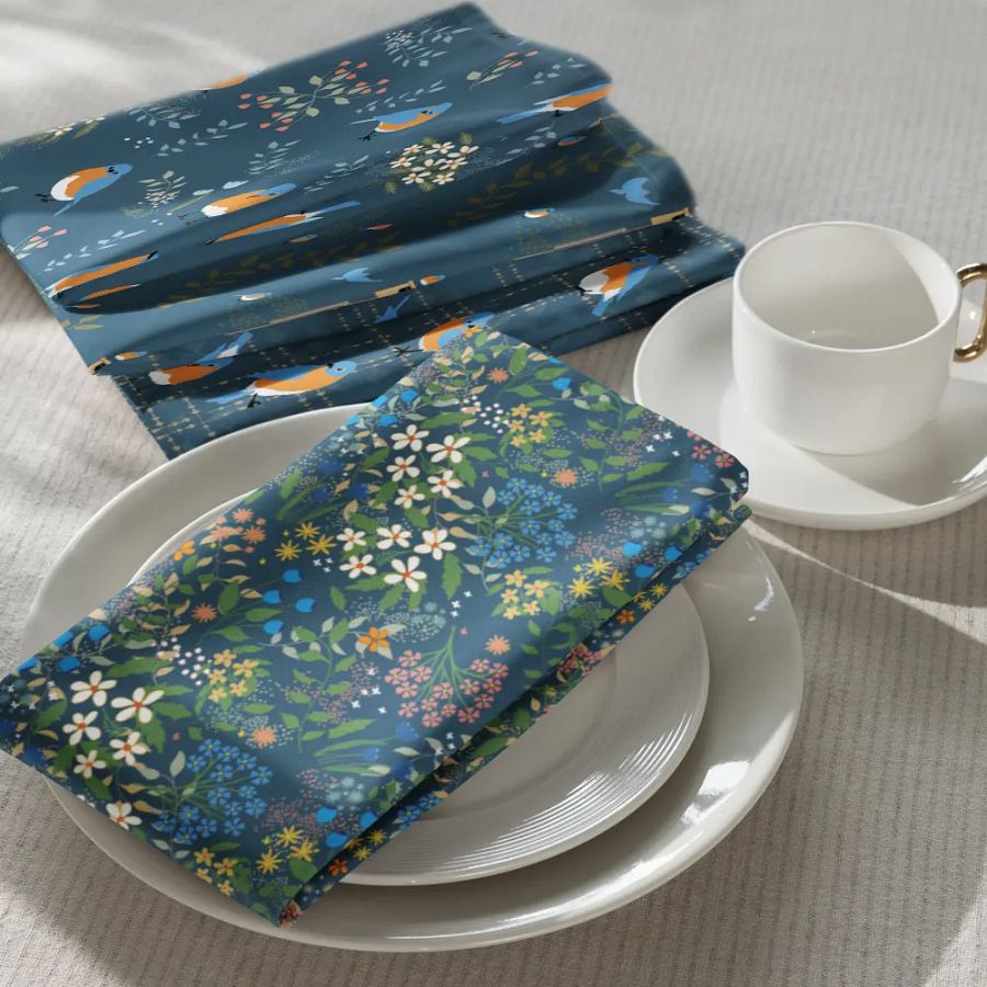 Variety Set of 4 Napkins Featuring Midnight Blues Bluebirds product image (7)