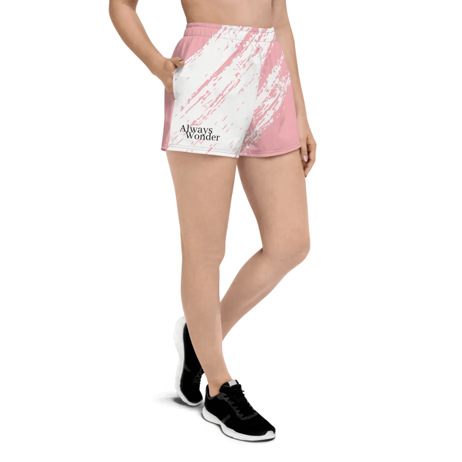 Always Wonder Unisex Athletic Shorts (White & Pink) product image (3)