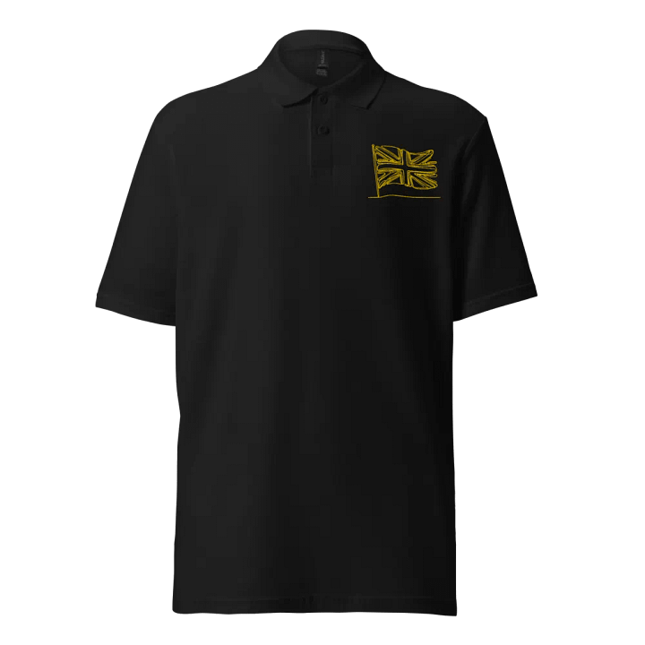 Embroidered UK Flag Golden Line Art Polo Shirt product image (1)