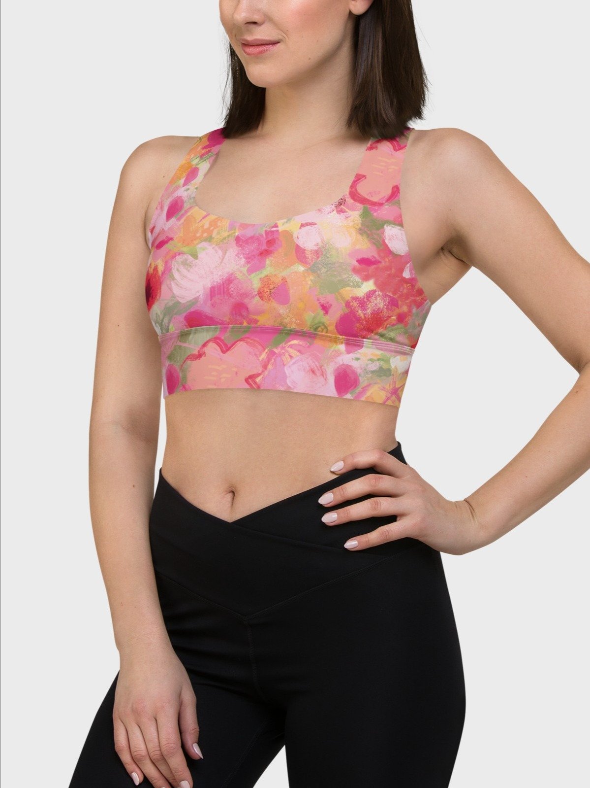 Hight Impact Sport Bra "Sweet Pastel Florals of Spring" product image (1)