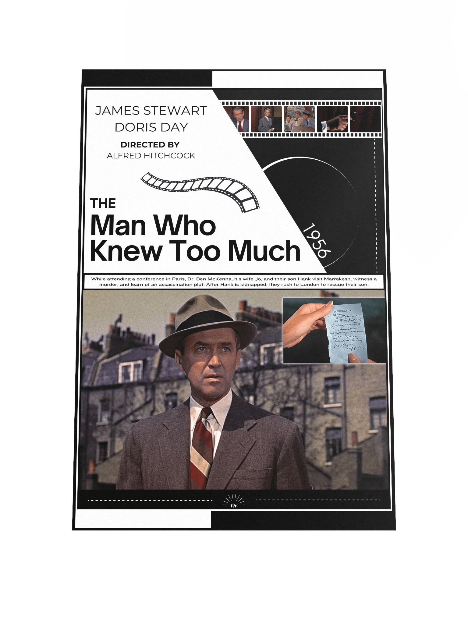 The Man Who Knew Too Much with James Stewart and Doris Day 1956 | Movie Poster | 12x18 Wall Art product image (1)