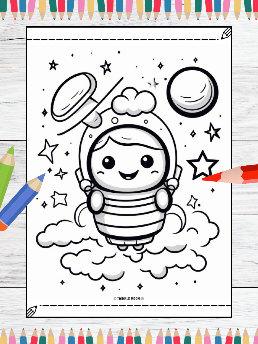 25 Cute Kawaii Space Coloring Pages#7 (PDF Coloring Pages) product image (4)