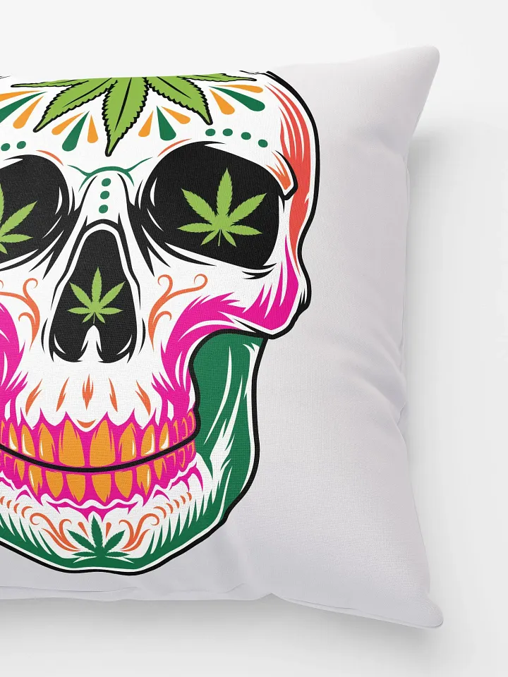 Marijuana Sugar Skull |Trick or Weed Pillow product image (2)