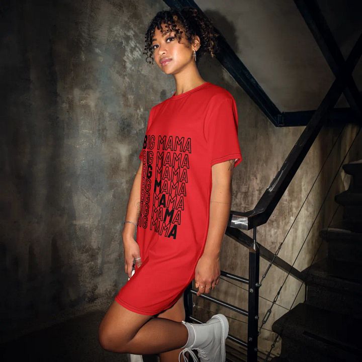 Big Mama Oversized T-Shirt Dress | Red Graphic Tee product image (1)