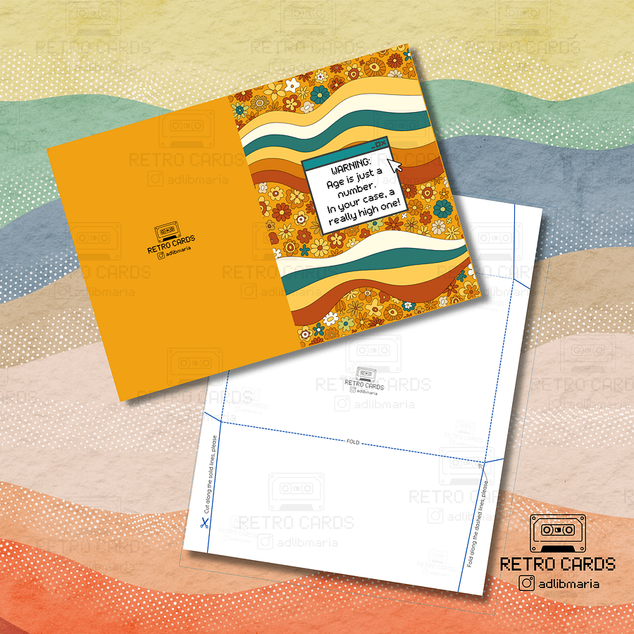 Printable Birthday Card Retro Greeting Card Age is Just a Number with Envelope product image (2)